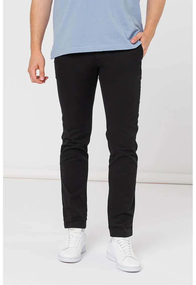 Pantaloni chino slim fit din amestec de bumbac organic Bleecker, Negru