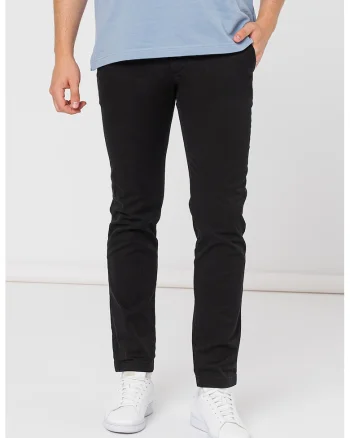 Pantaloni chino slim fit din amestec de bumbac organic Bleecker, Negru