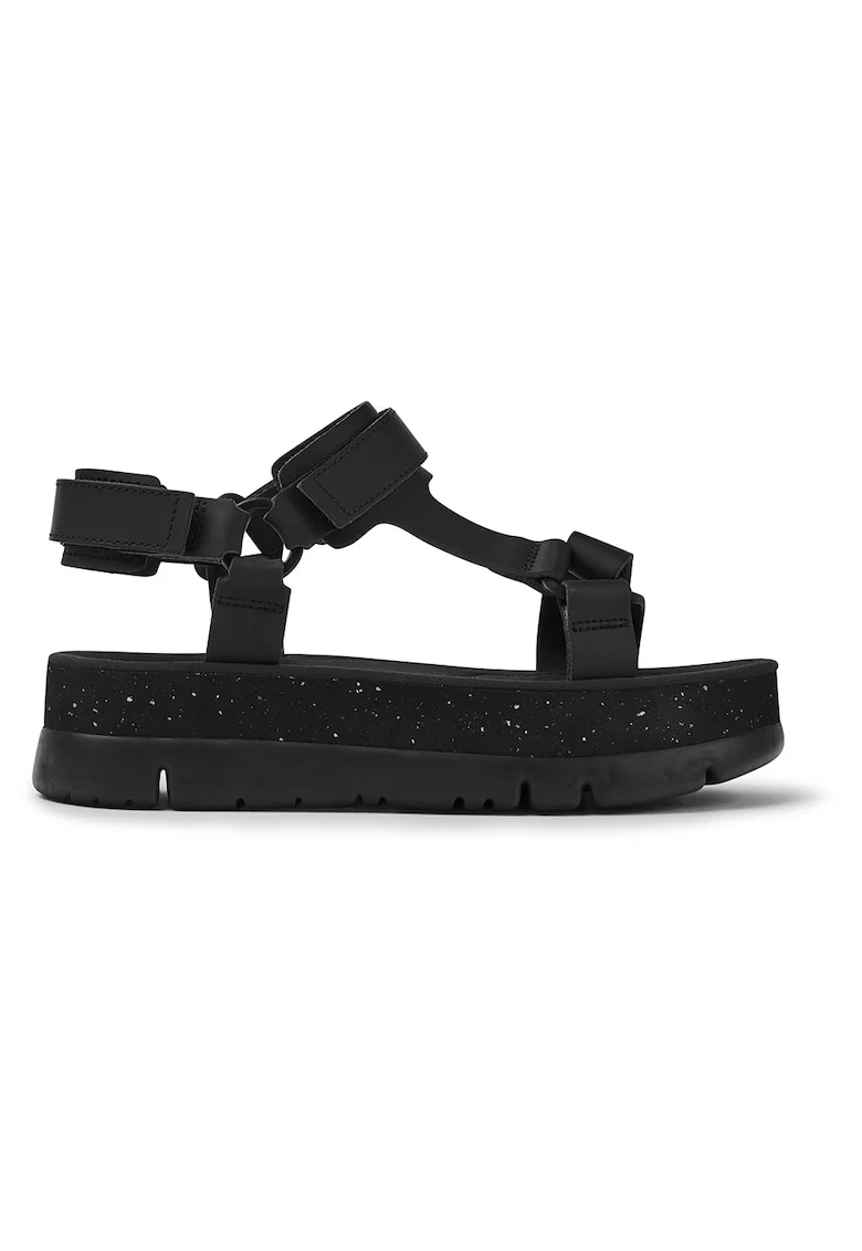Sandale flatform de piele cu velcro Oruga, Negru