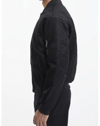 Jacheta bomber uni cu fermoar, Negru