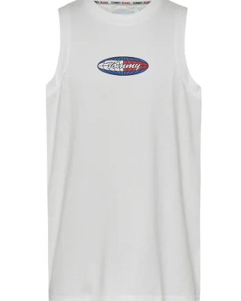 Top de bumbac organic cu imprimeu logo, Rosu inchis/Alb murdar/Albastru