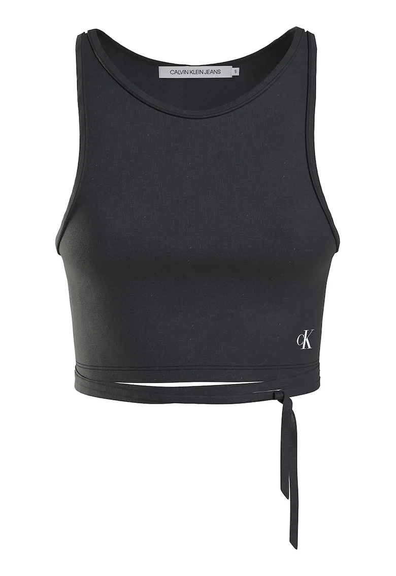 Top crop slim fit, Negru