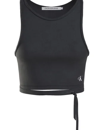 Top crop slim fit, Negru