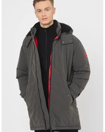 Jacheta parka cu gluga Munkon, Negru/Gri inchis