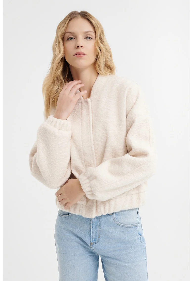 Jacheta bomber cu maneci cazute, Crem