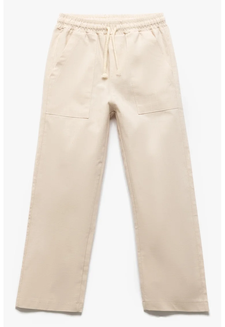 Pantaloni ampli cu snur, Alb fildes