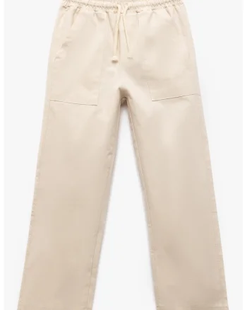 Pantaloni ampli cu snur, Alb fildes