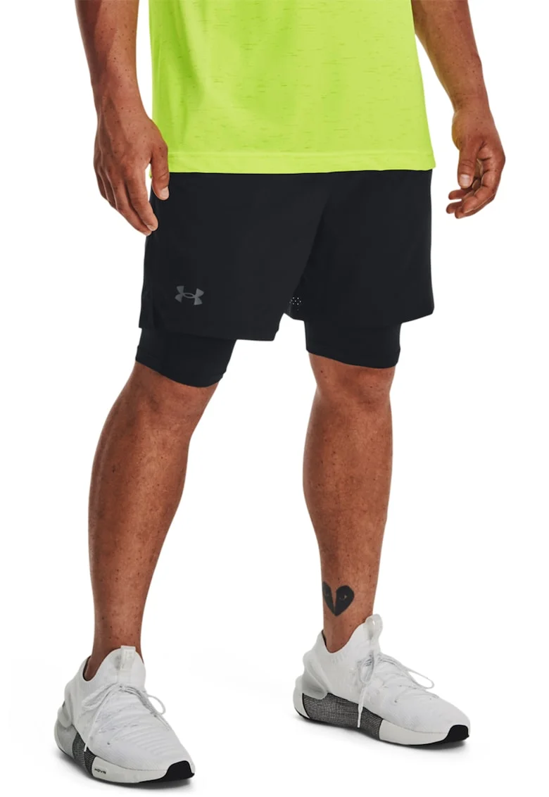Pantaloni scurti cu model 2-in-1 pentru fitness Vanish, Negru/Gri