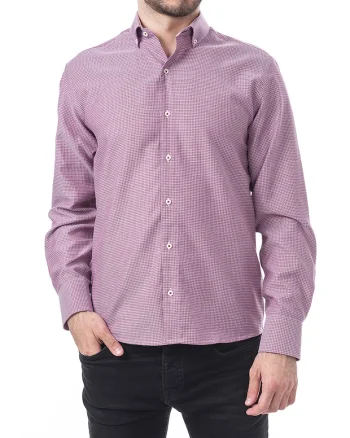 Camasa regular fit din amestec de bumbac, Rosu/Alb
