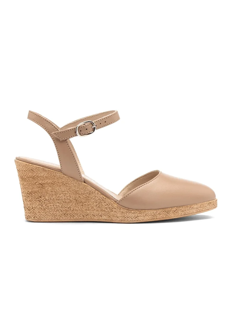 Espadrile wedge din piele, Bej