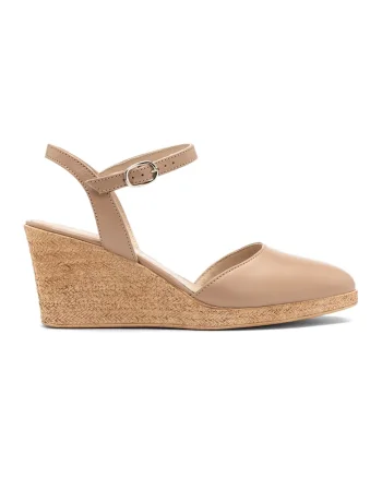 Espadrile wedge din piele, Bej