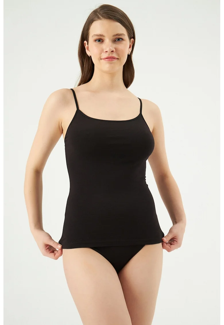 Top din amestec de bumbac, Negru