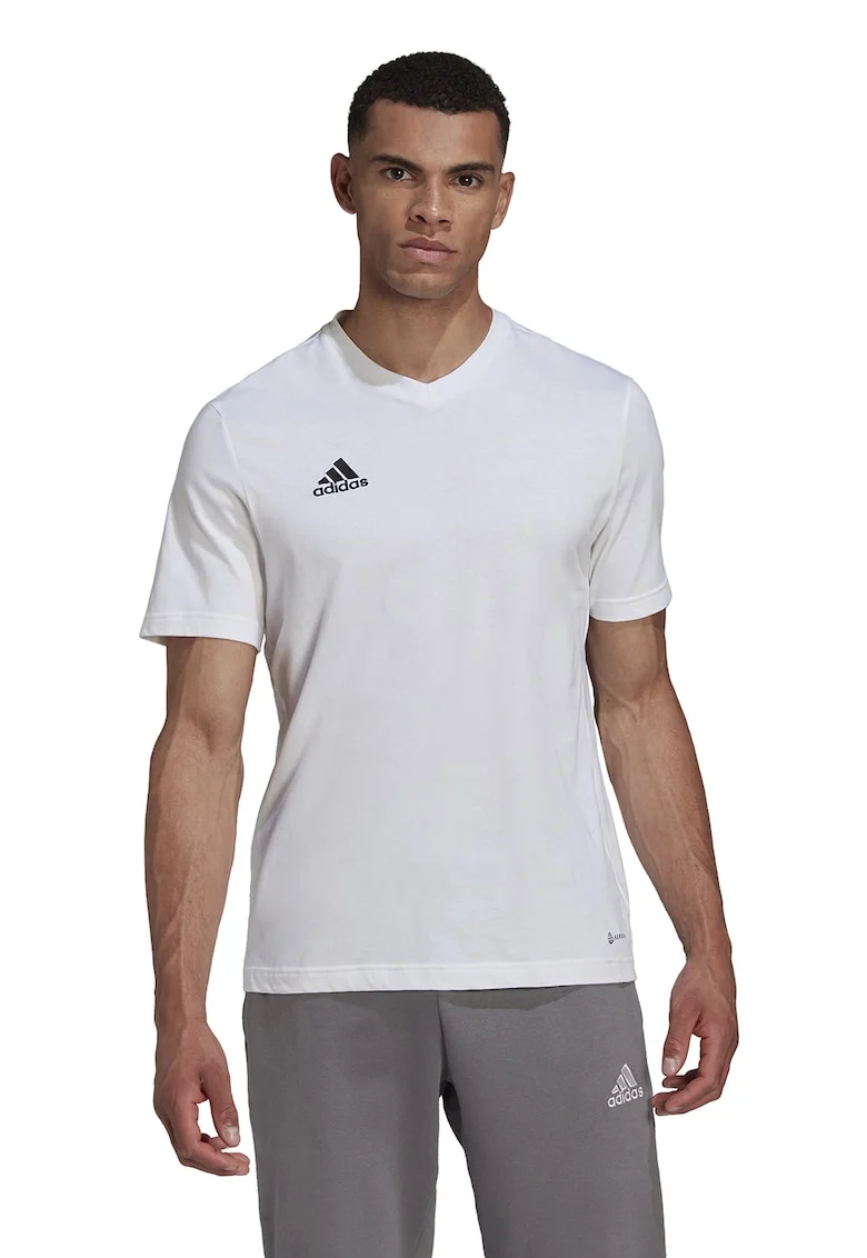 Tricou cu decolteu in V si logo pentru fotbal, Alb