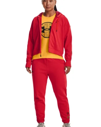 Hanorac lejer cu fermoar, pentru fitness Terry Fz, Rosu vermillion