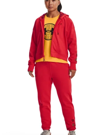 Pantaloni sport din material terry, pentru antrenament, Rosu vermillion