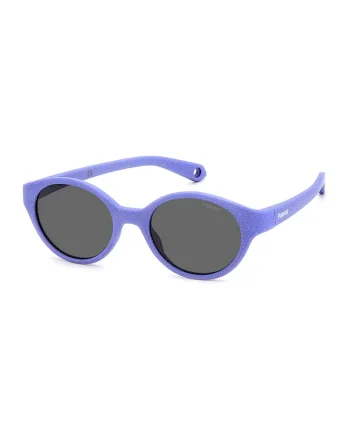 Ochelari de soare rotunzi polarizati, Albastru lavanda/Argintiu