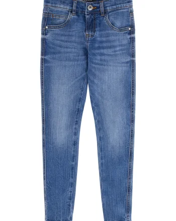 Blugi skinny cu talie joasa, Albastru pastel