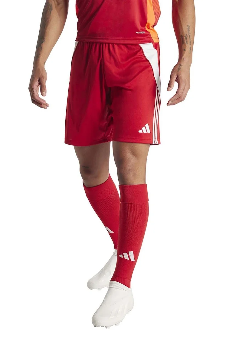 Pantaloni scurti pentru fotbal TIRO 24, Alb/Rosu vermillion