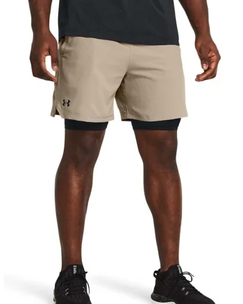 Pantaloni scurti cu model 2-in-1 pentru fitness Vanish, Negru/Maro taupe deschis