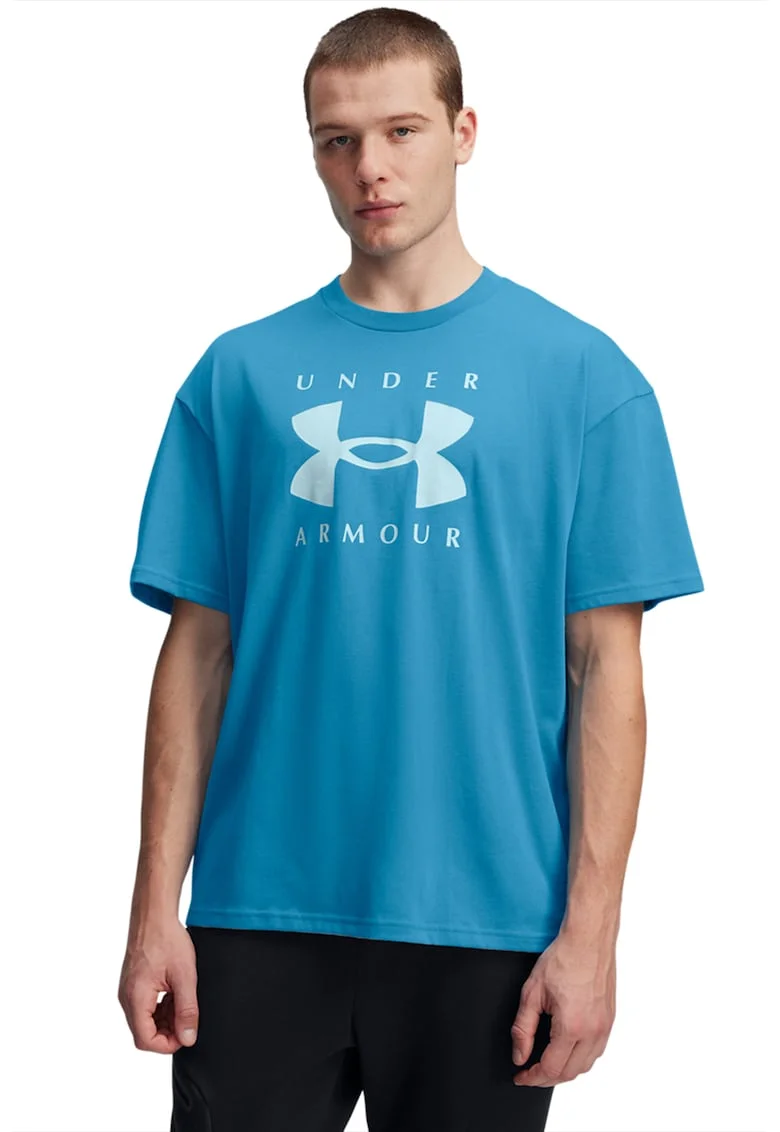 Tricou supradimensionat Heavyweight, Turcoaz/Alb murdar