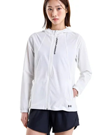 Jacheta slim fit cu gluga, pentru alergare OutRun The Storm, Alb optic