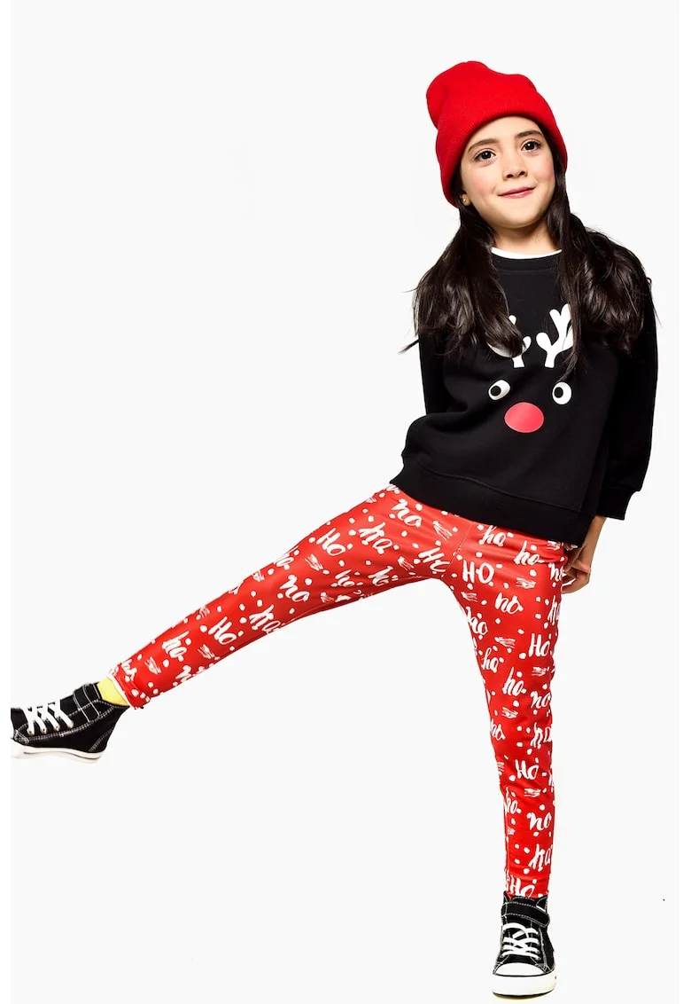 Bluza sport de bumbac cu tematica de Craciun, Negru