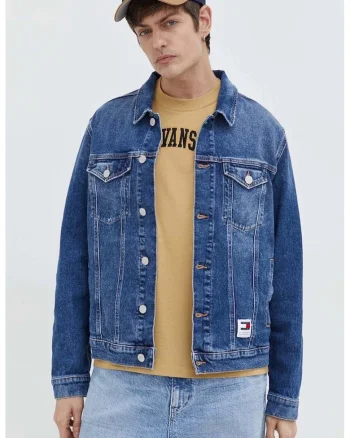 Jacheta din denim cu aspect decolorat, Albastru
