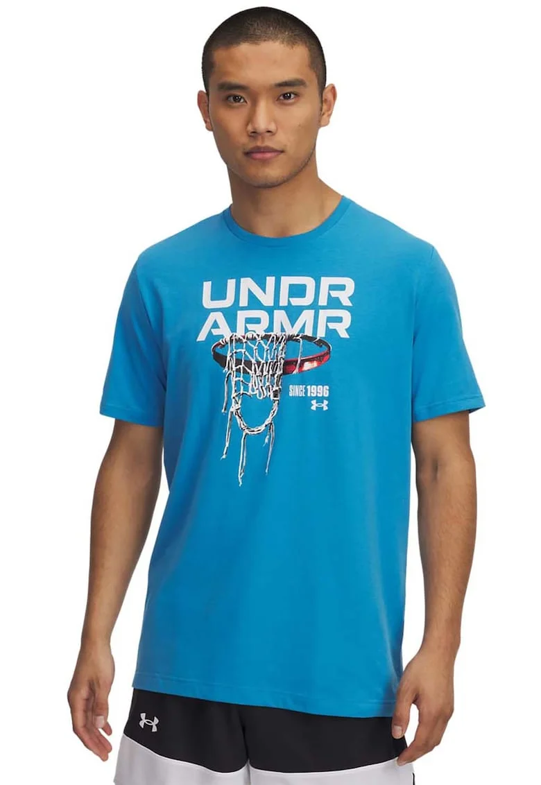 Tricou din amestec de bumbac cu imprimeu pentru baschet, Alb/Albastru