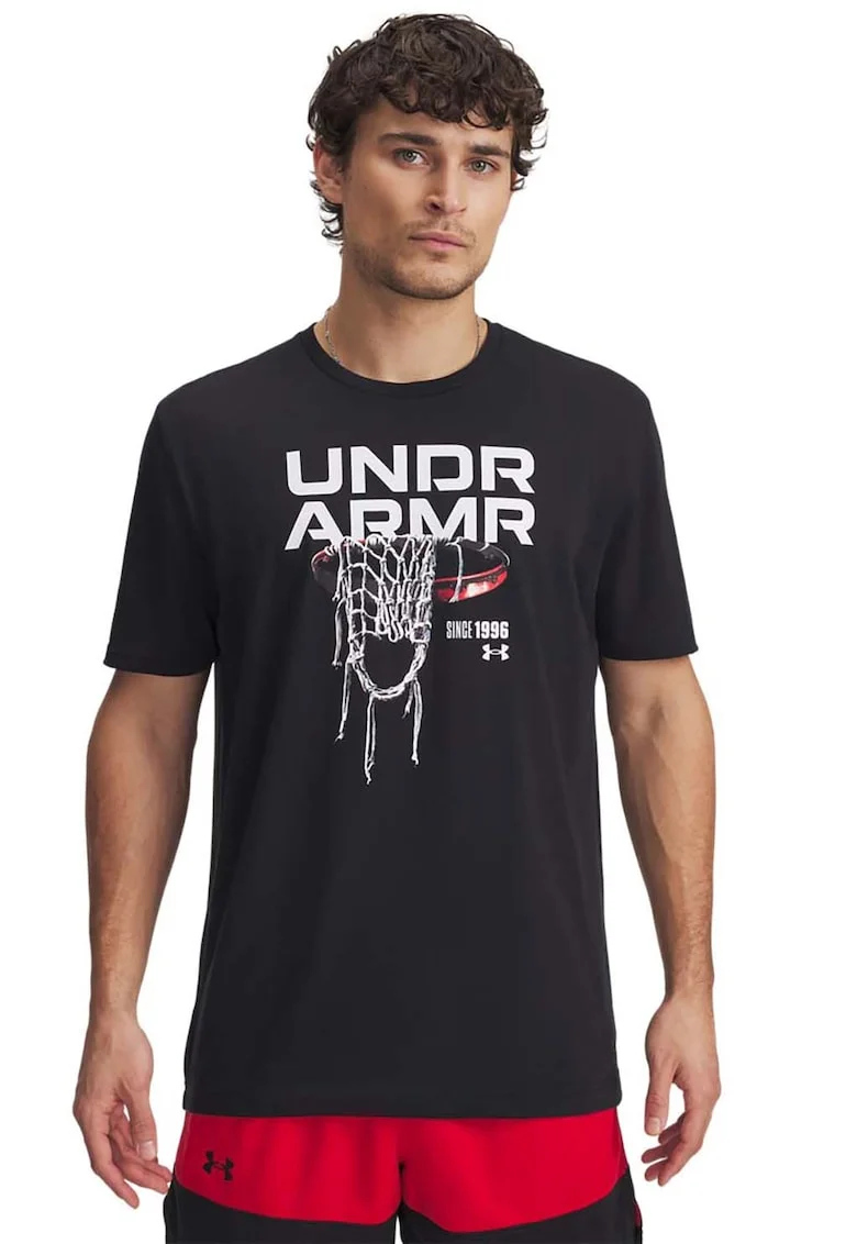 Tricou din amestec de bumbac cu imprimeu pentru baschet, Alb/Negru