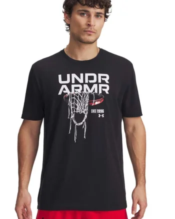 Tricou din amestec de bumbac cu imprimeu pentru baschet, Alb/Negru