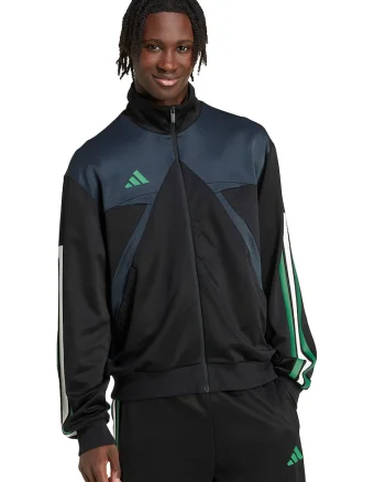 Jacheta cu fermoar si logo, Negru/Alb optic/Verde aquamarin