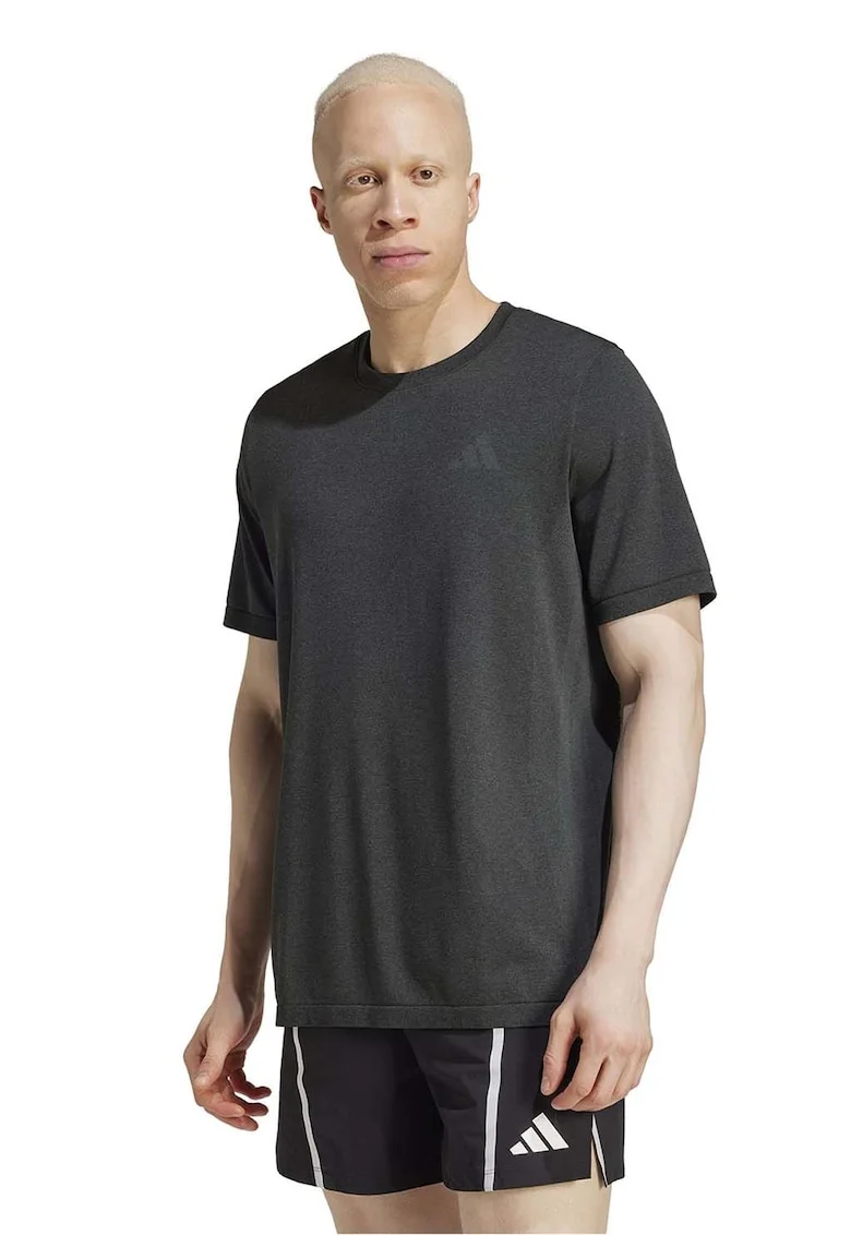 Tricou cu decolteu la baza gatului pentru fitness, Gri inchis melange