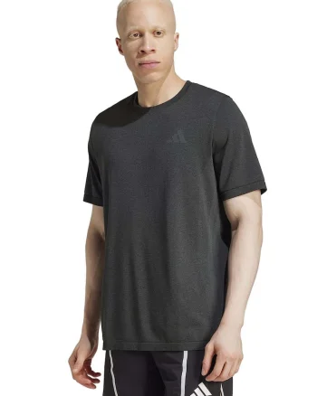 Tricou cu decolteu la baza gatului pentru fitness, Gri inchis melange