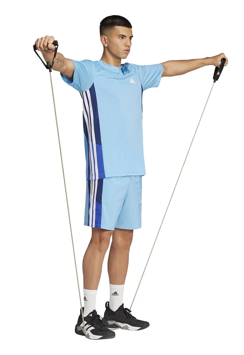 Tricou cu logo pentru antrenament Essential, Albastru deschis/Bleumarin