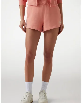 Pantaloni scurti cu talie inalta pentru fitness, Roz somon