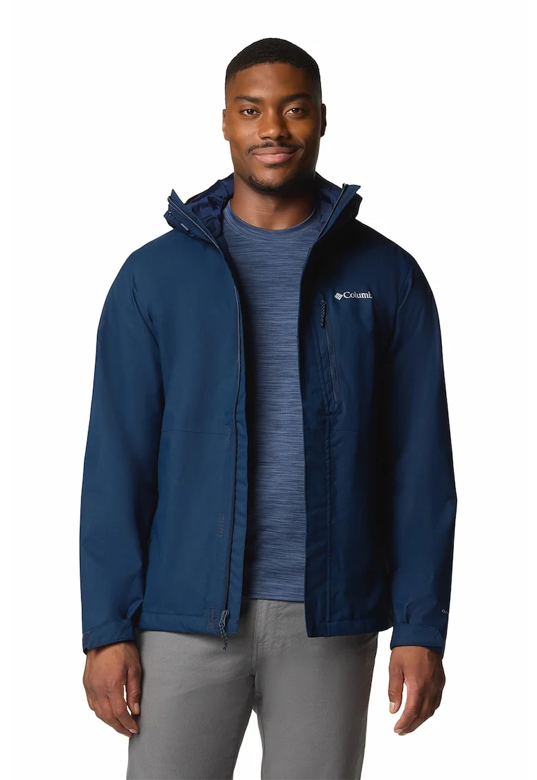 Jacheta cu model colorblock si gluga pentru drumetii Hikebound II, Bleumarin