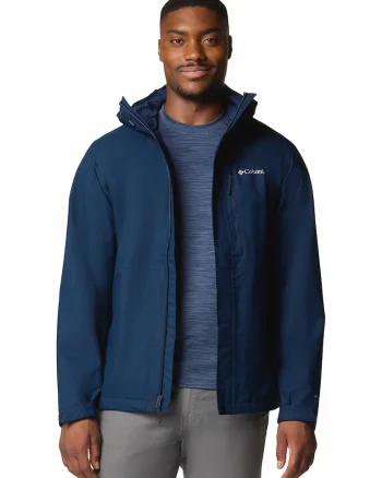 Jacheta cu model colorblock si gluga pentru drumetii Hikebound II, Bleumarin