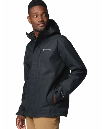 Jacheta cu model colorblock si gluga pentru drumetii Hikebound II, Negru