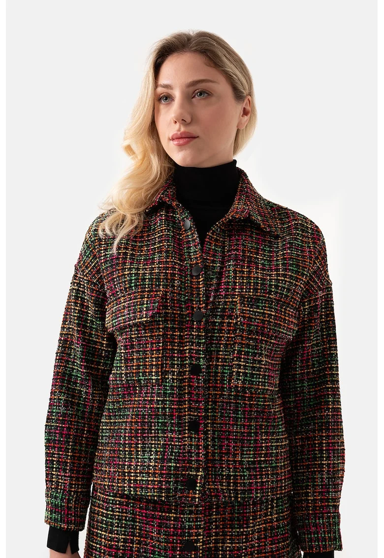 Jacheta din tuid cu nasturi, Multicolor