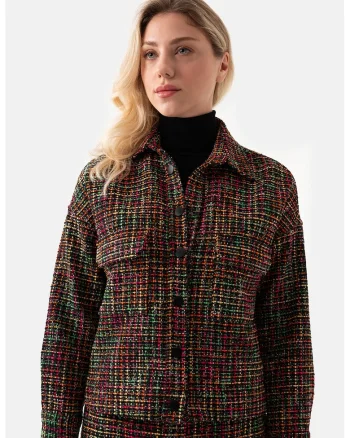 Jacheta din tuid cu nasturi, Multicolor