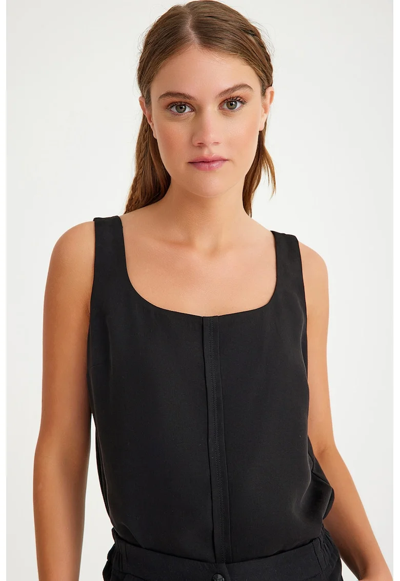 Top uni din lyocell, Negru