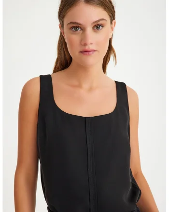 Top uni din lyocell, Negru