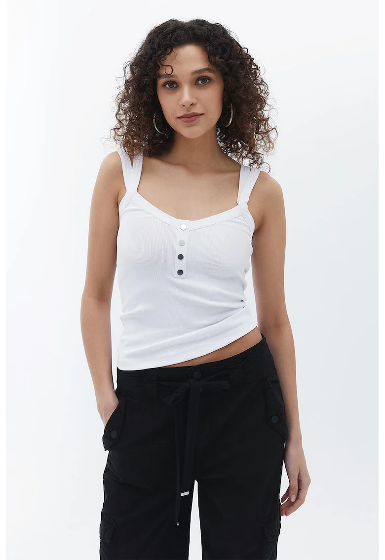 Top slim fit, Alb optic