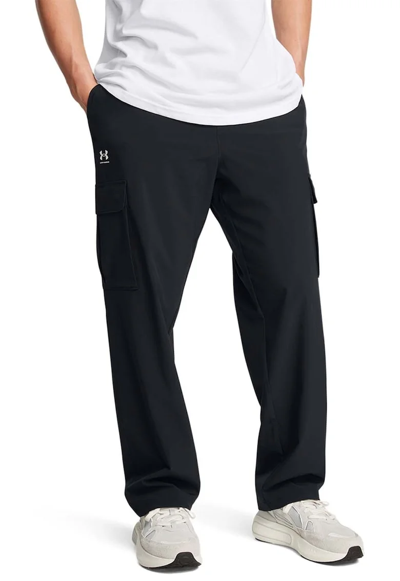 Pantaloni crop pentru fitness Vibe, Negru