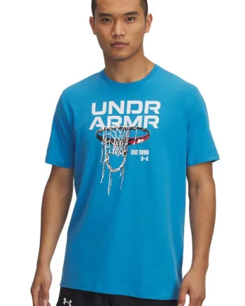 Tricou din amestec de bumbac cu imprimeu pentru baschet, Alb/Albastru