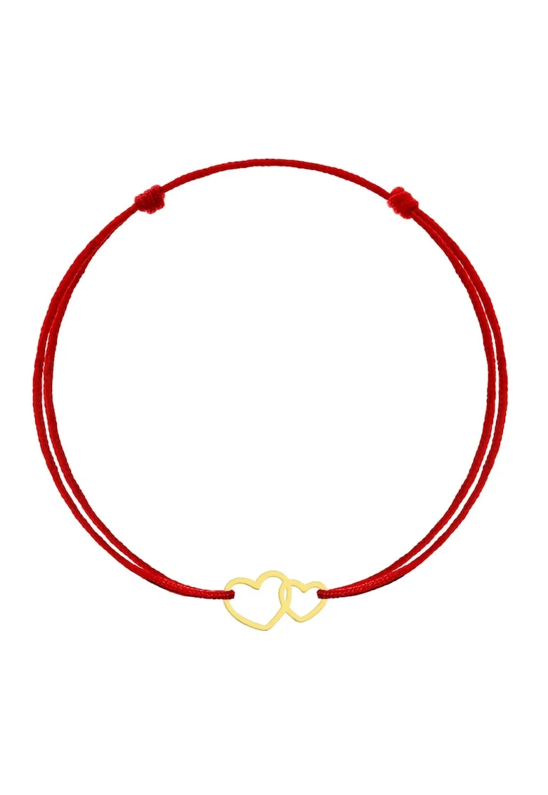 Bratara Kabbalah Copii cu pandantiv din Aur - Double Heart, 1 cm
