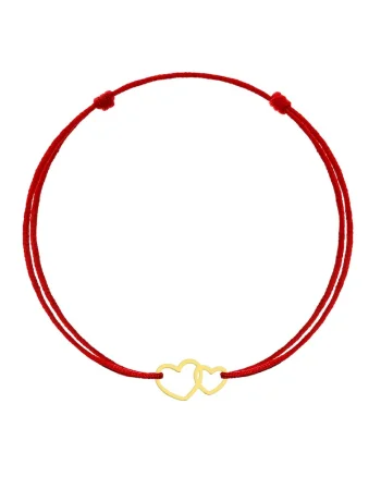 Bratara Kabbalah Copii cu pandantiv din Aur - Double Heart, 1 cm