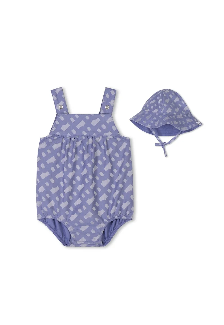 Set de palarie si salopeta cu model, Albastru prafuit