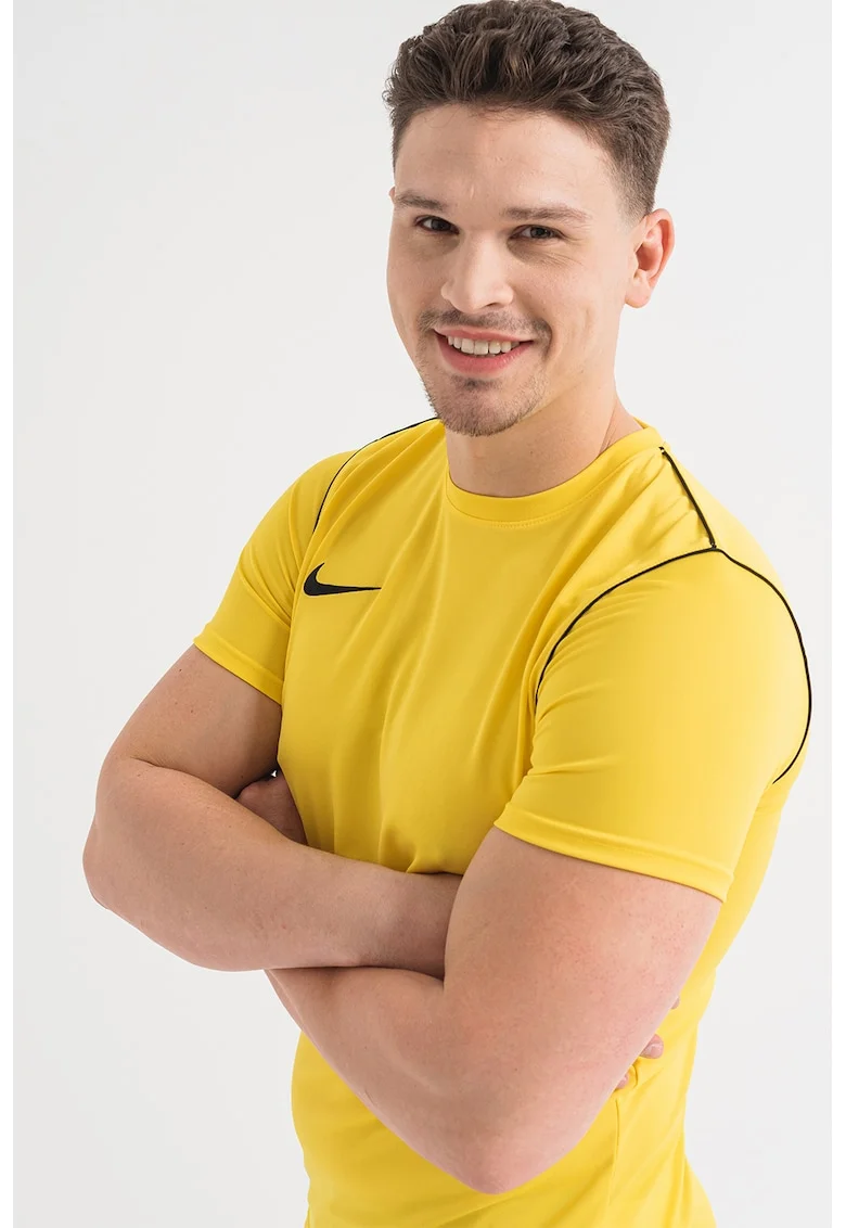 Tricou cu decolteu rotund, pentru fotbal Park 20, Negru/Galben sofran
