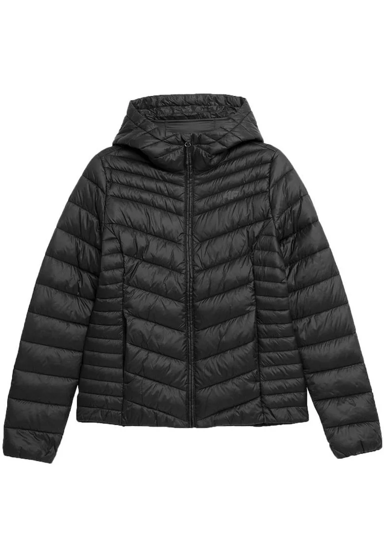 Jacheta de puf pentru femei  F351, negru, umplutura sintetica, croiala subtire, poliester